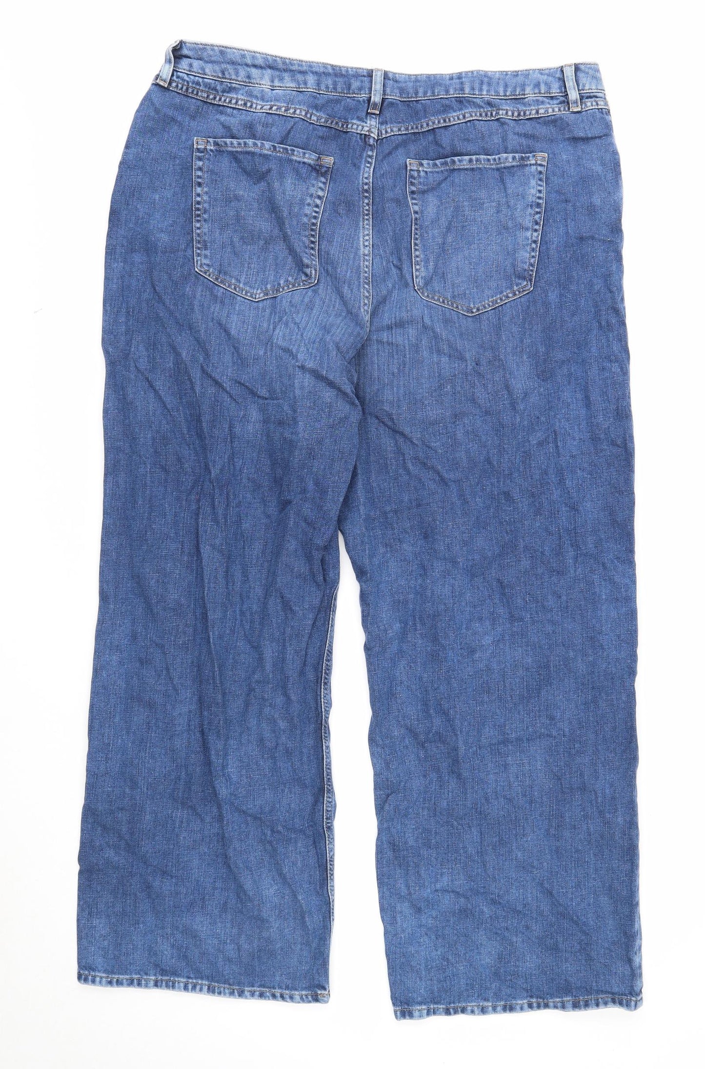 Marks and Spencer Womens Blue Cotton Tapered Jeans Size 22 Regular Zip