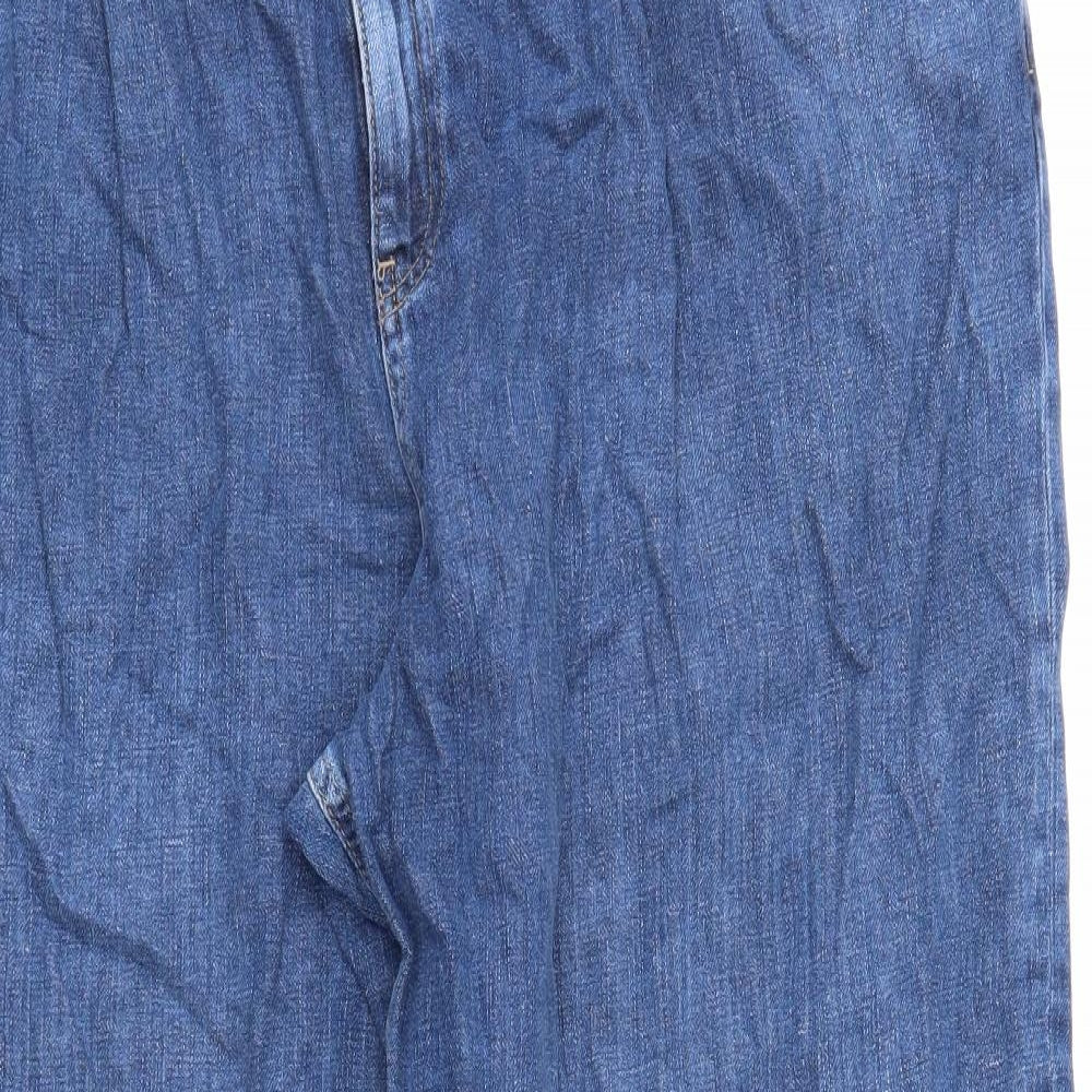 Marks and Spencer Womens Blue Cotton Tapered Jeans Size 22 Regular Zip