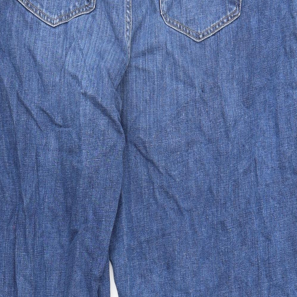 Marks and Spencer Womens Blue Cotton Tapered Jeans Size 22 Regular Zip
