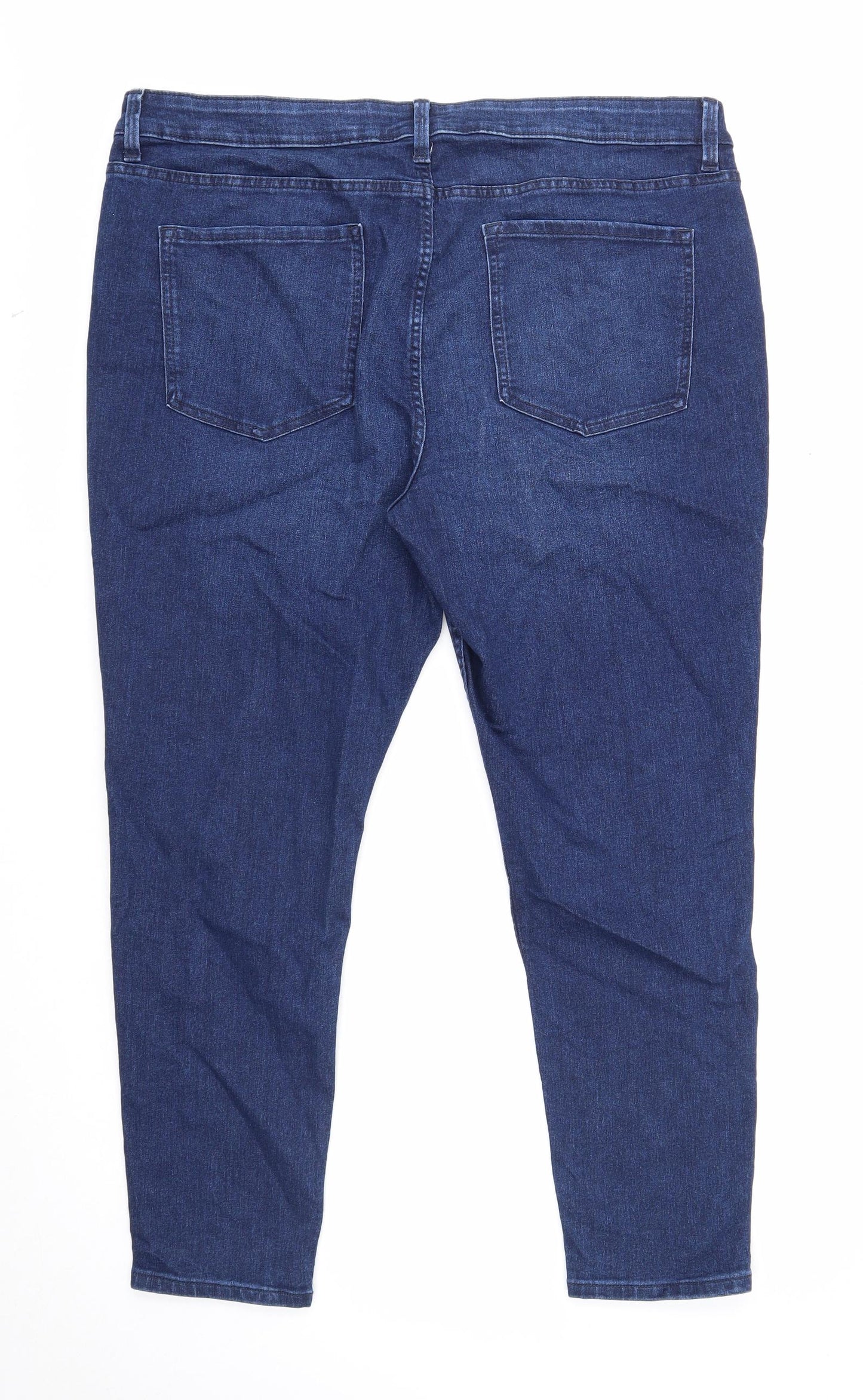 Marks and Spencer Womens Blue Herringbone Cotton Skinny Jeans Size 20 Regular Zip