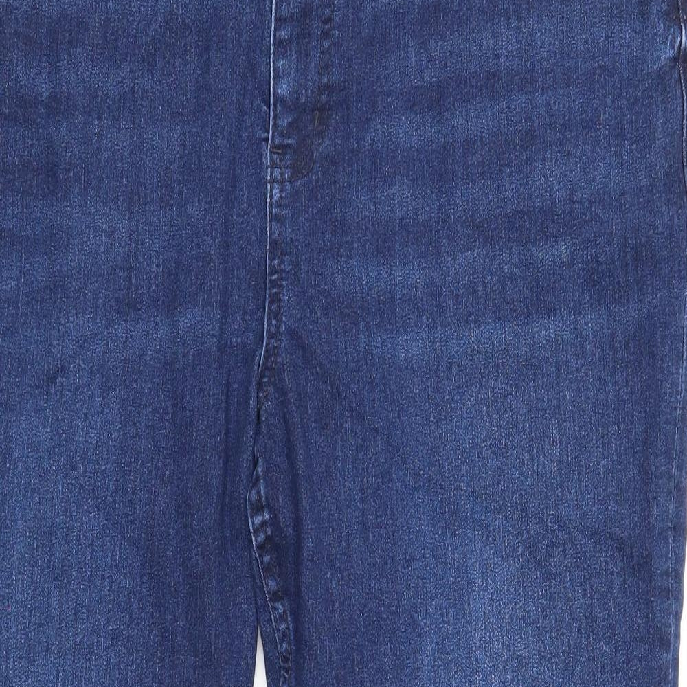 Marks and Spencer Womens Blue Herringbone Cotton Skinny Jeans Size 20 Regular Zip