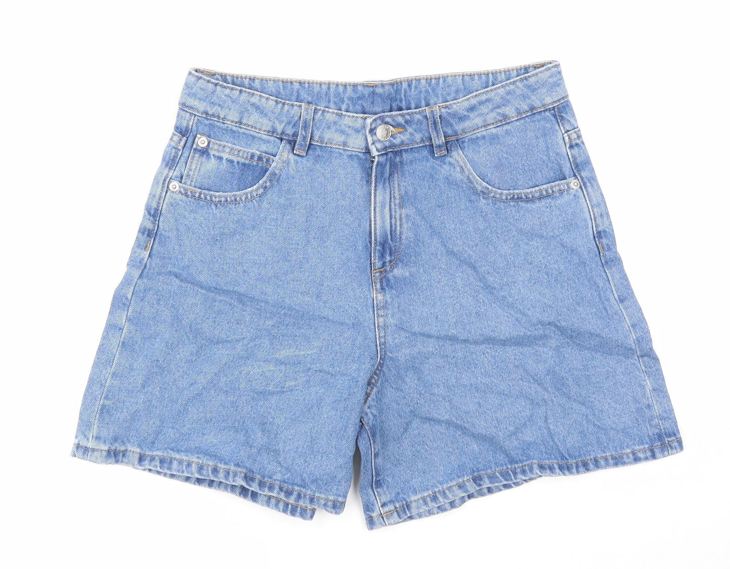 Marks and Spencer Girls Blue Cotton Bermuda Shorts Size 12-13 Years Regular Zip