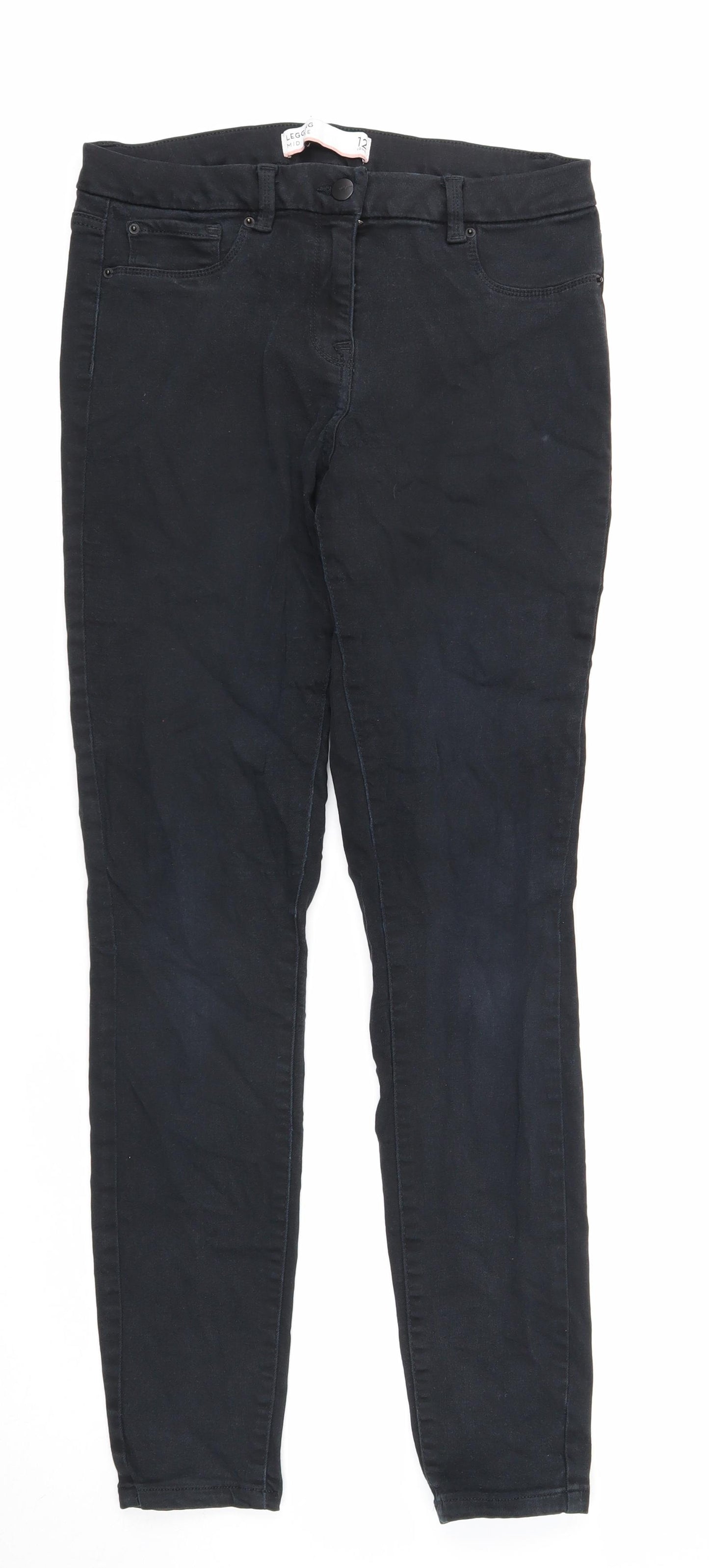 NEXT Womens Black Cotton Skinny Jeans Size 12 Regular Zip