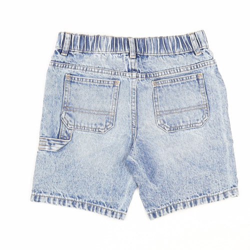 Marks and Spencer Boys Blue Cotton Bermuda Shorts Size 6-7 Years Regular Zip