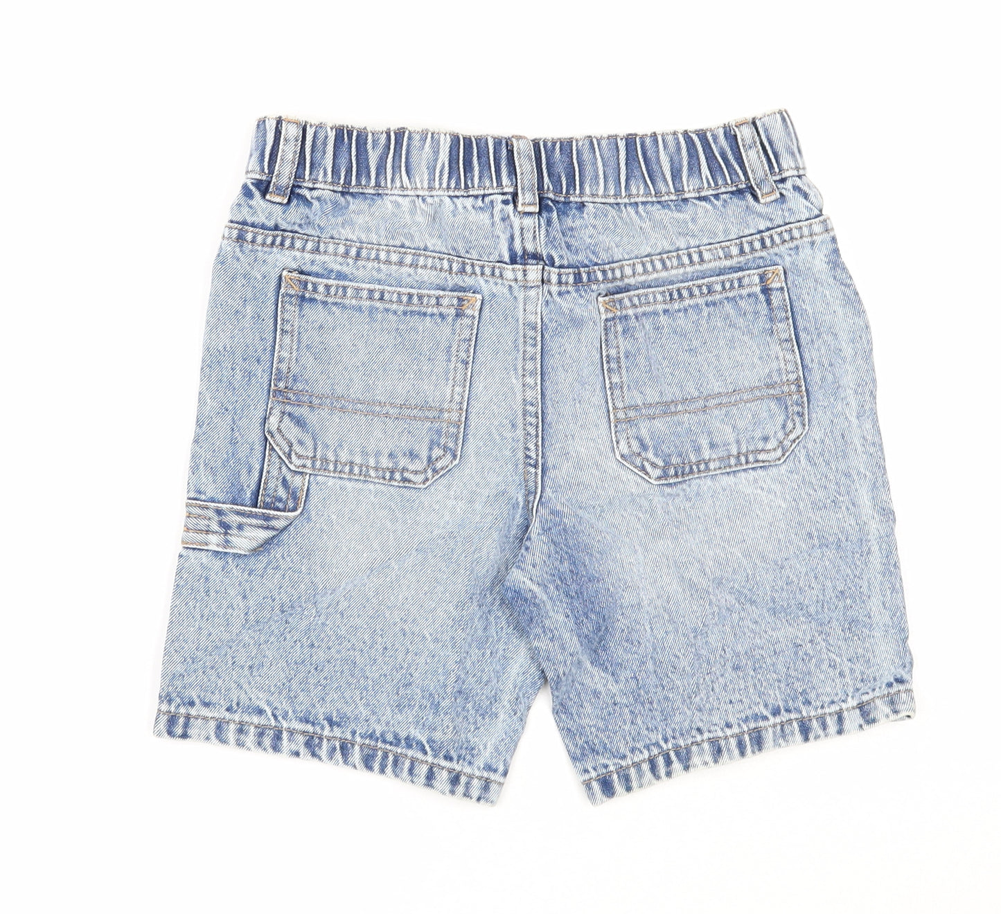Marks and Spencer Boys Blue Cotton Bermuda Shorts Size 6-7 Years Regular Zip