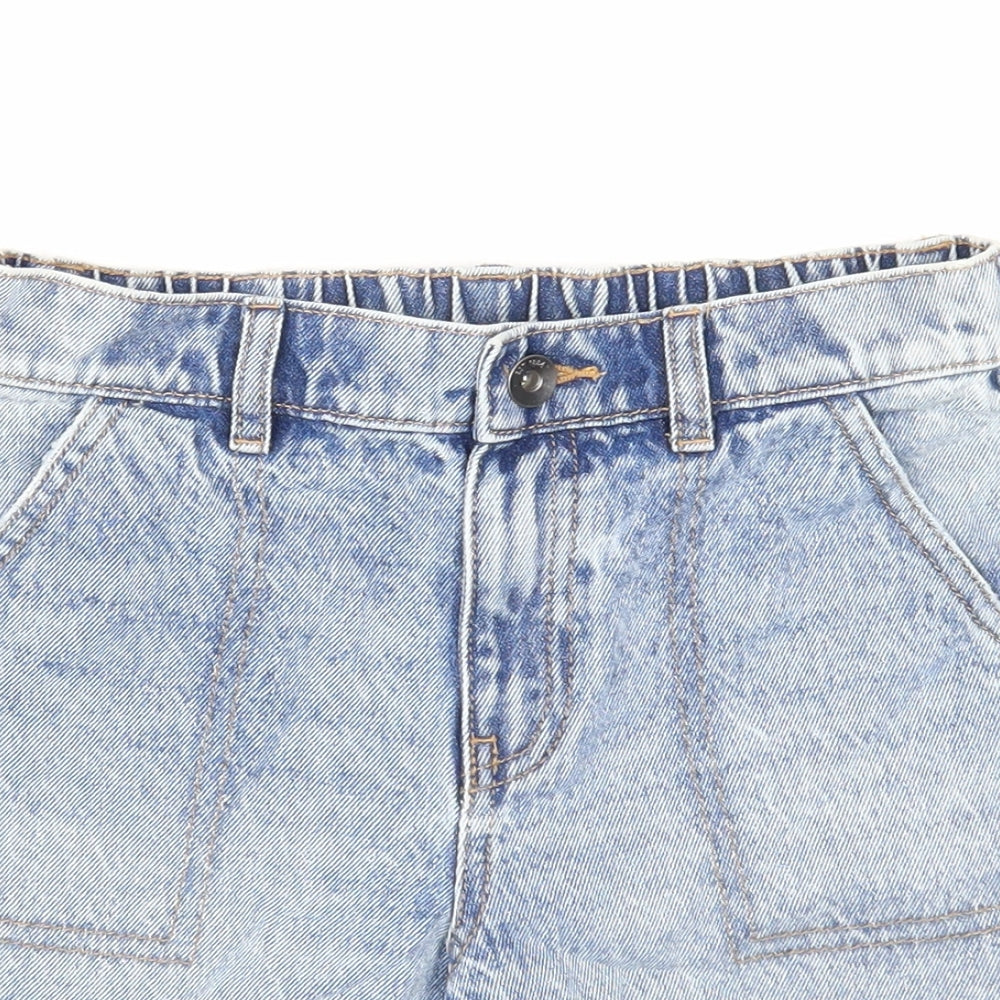 Marks and Spencer Boys Blue Cotton Bermuda Shorts Size 6-7 Years Regular Zip
