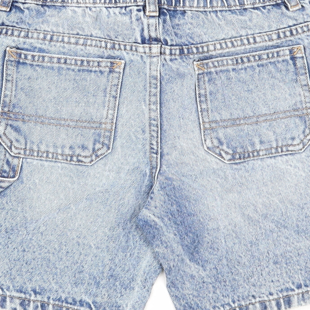 Marks and Spencer Boys Blue Cotton Bermuda Shorts Size 6-7 Years Regular Zip