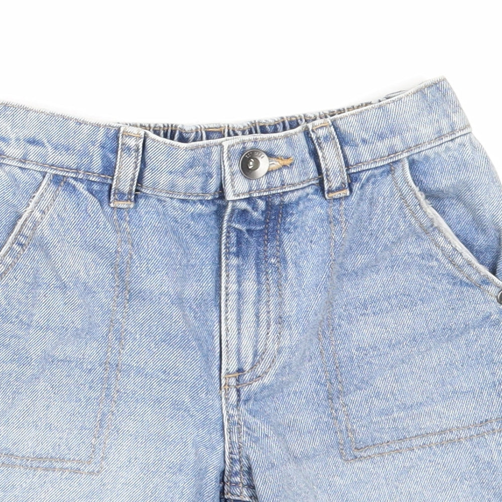 Marks and Spencer Boys Blue Cotton Bermuda Shorts Size 5-6 Years Regular Zip