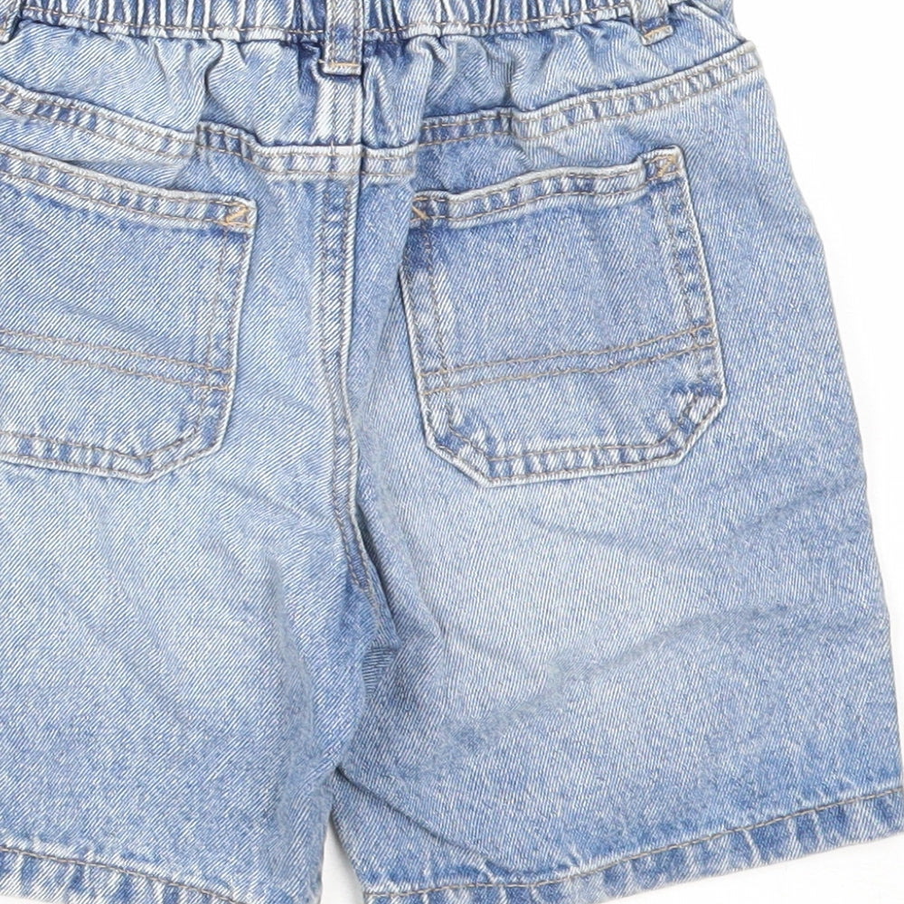 Marks and Spencer Boys Blue Cotton Bermuda Shorts Size 5-6 Years Regular Zip