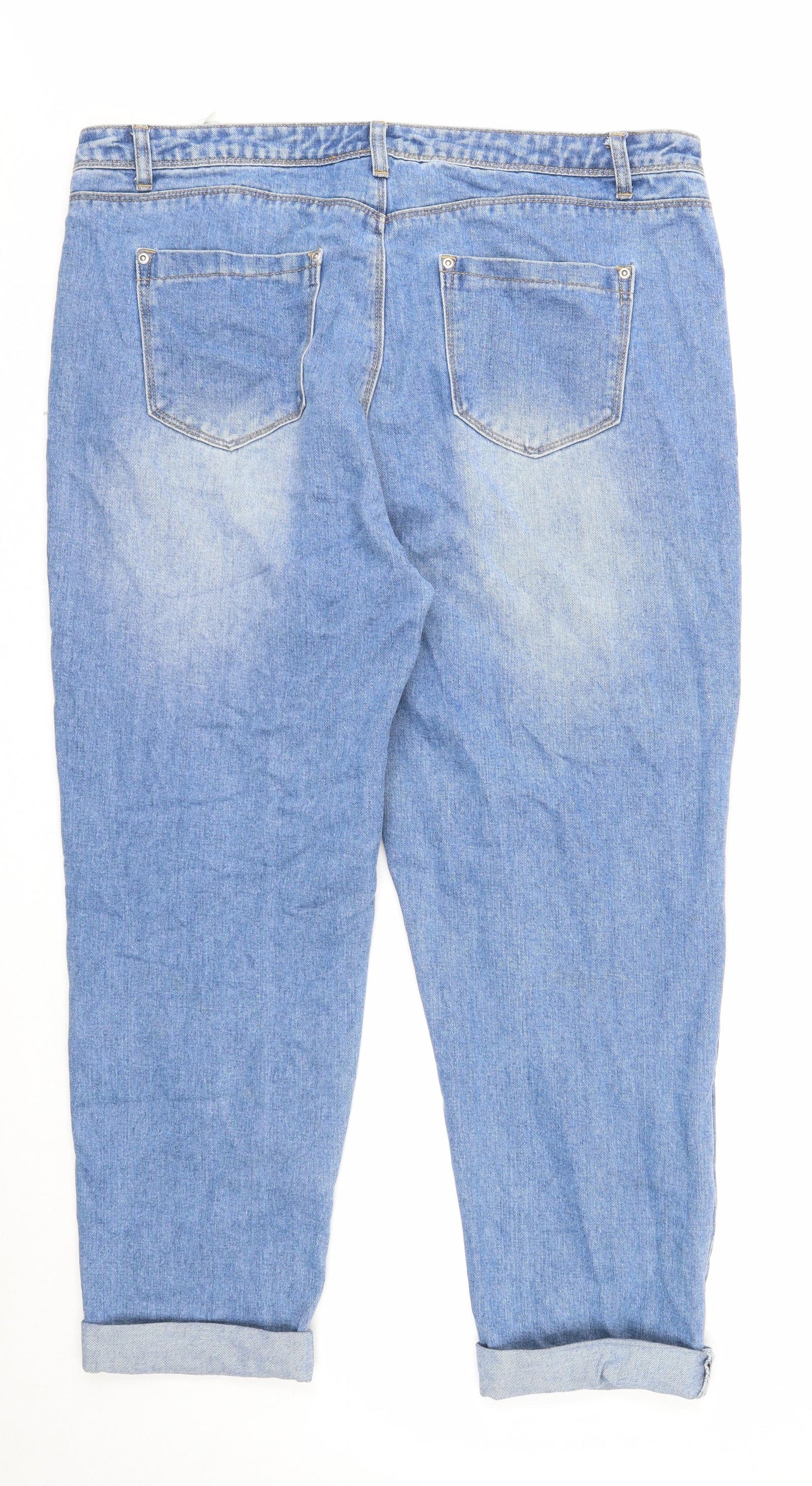 Boohoo Womens Blue Cotton Straight Jeans Size 20 Regular Zip