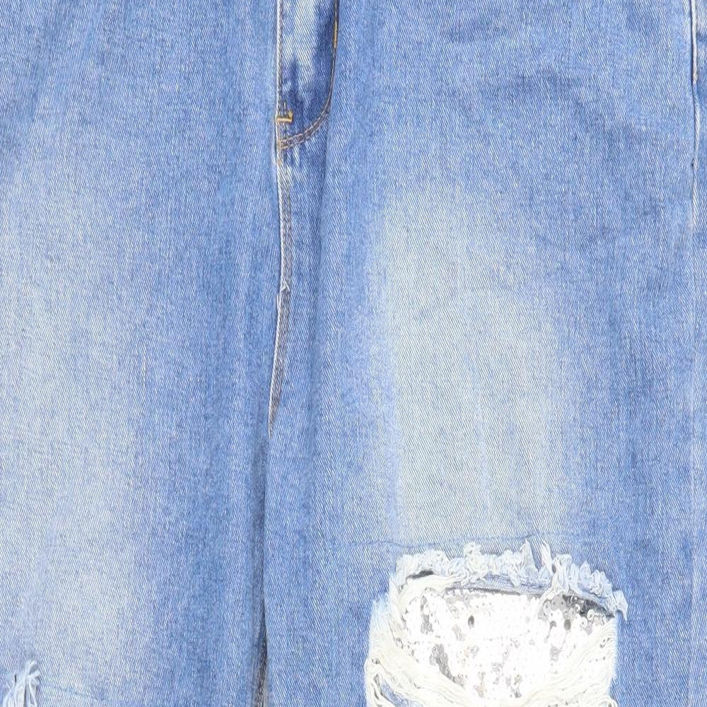 Boohoo Womens Blue Cotton Straight Jeans Size 20 Regular Zip