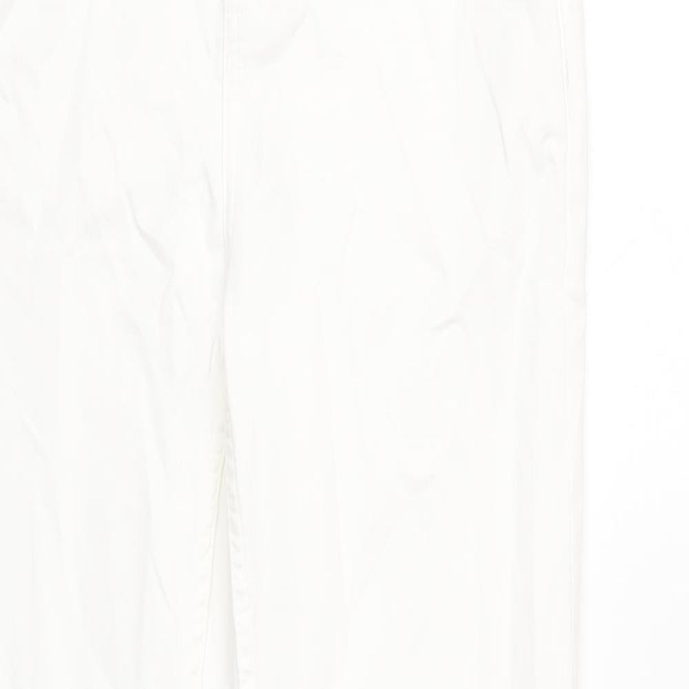 Marks and Spencer Womens White Cotton Straight Jeans Size 12 Regular Zip