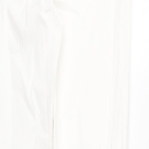 Marks and Spencer Womens White Cotton Straight Jeans Size 12 Regular Zip