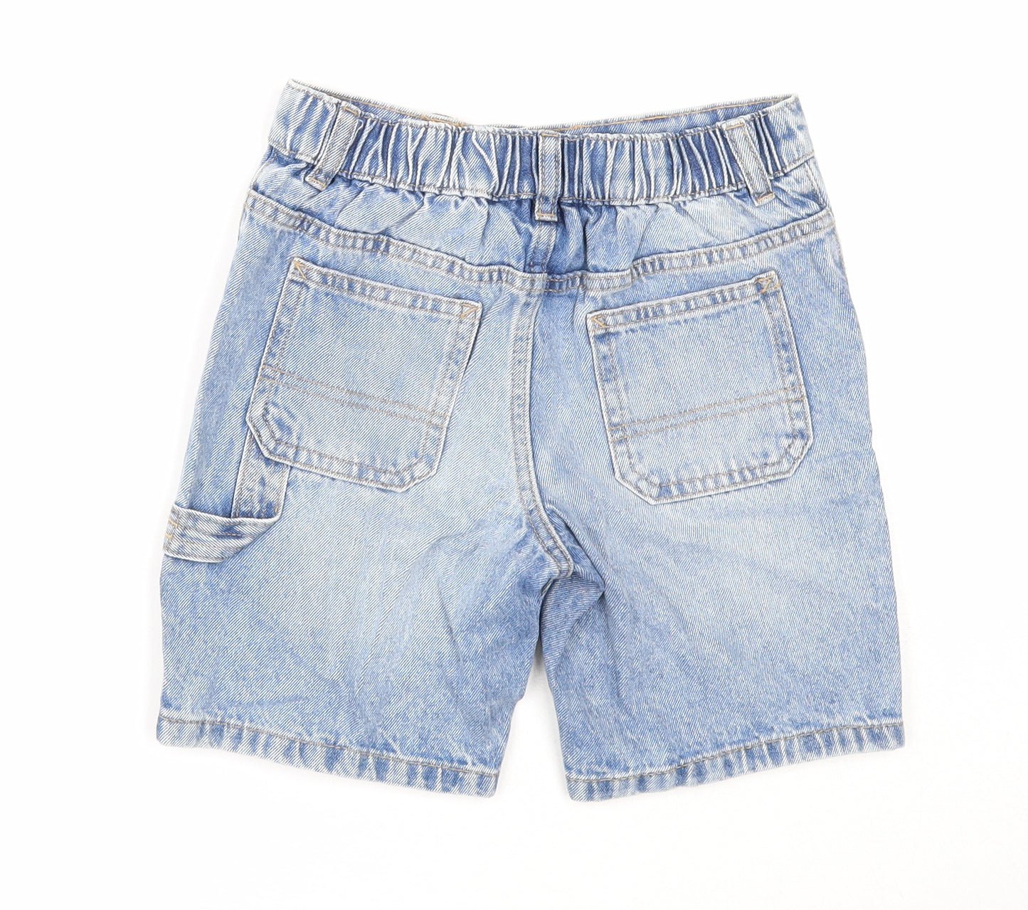 Marks and Spencer Boys Blue Cotton Bermuda Shorts Size 6-7 Years Regular Zip