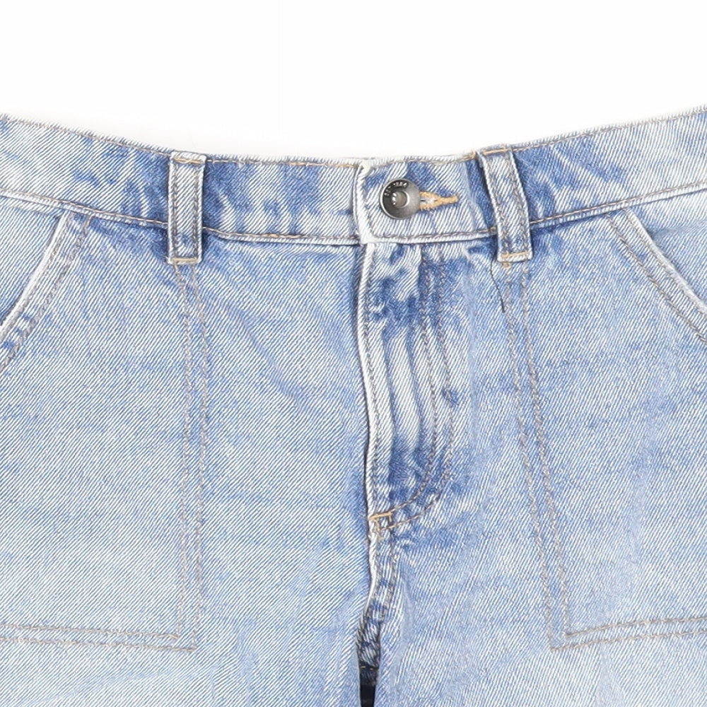 Marks and Spencer Boys Blue Cotton Bermuda Shorts Size 6-7 Years Regular Zip