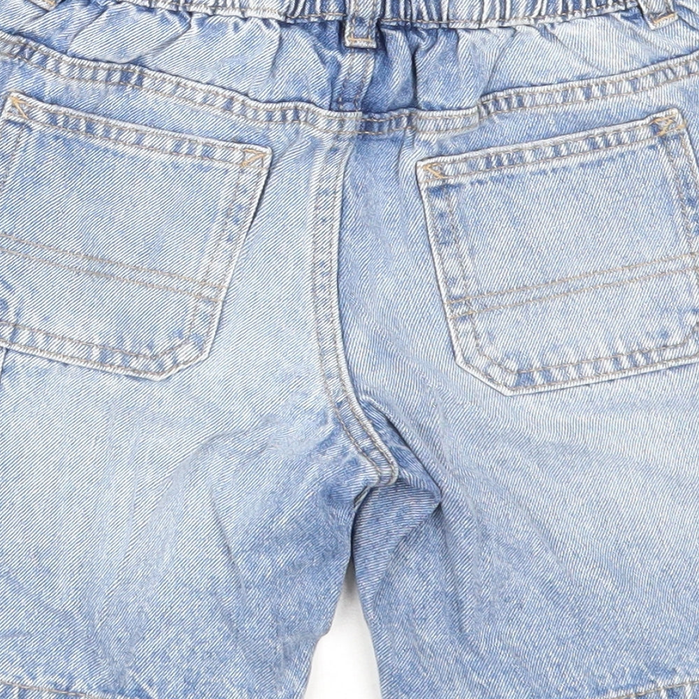 Marks and Spencer Boys Blue Cotton Bermuda Shorts Size 6-7 Years Regular Zip