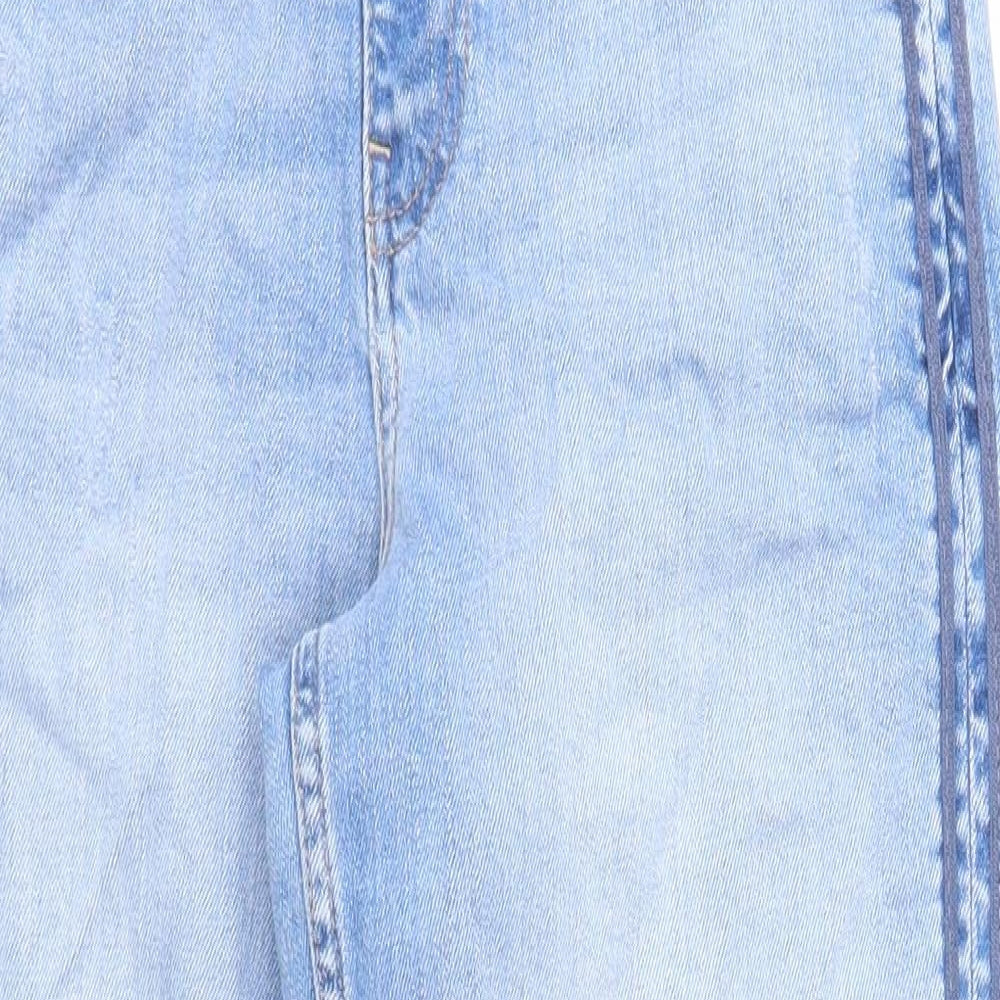 Marks and Spencer Womens Blue Cotton Mom Jeans Size 8 Regular Zip