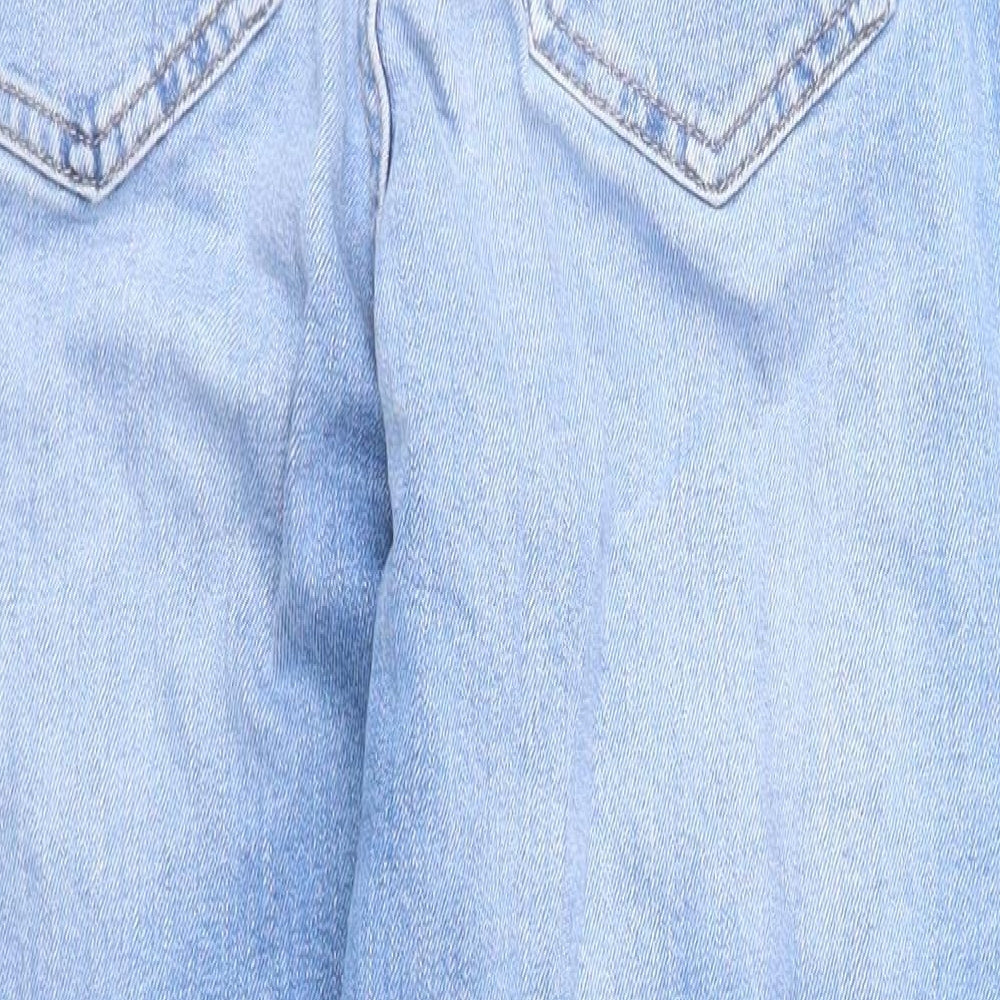 Marks and Spencer Womens Blue Cotton Mom Jeans Size 8 Regular Zip
