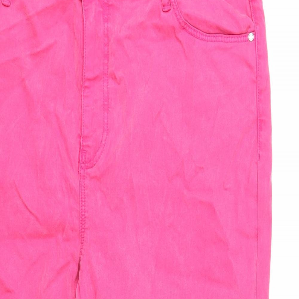 Marks and Spencer Womens Pink Cotton Skinny Jeans Size 22 Regular Zip