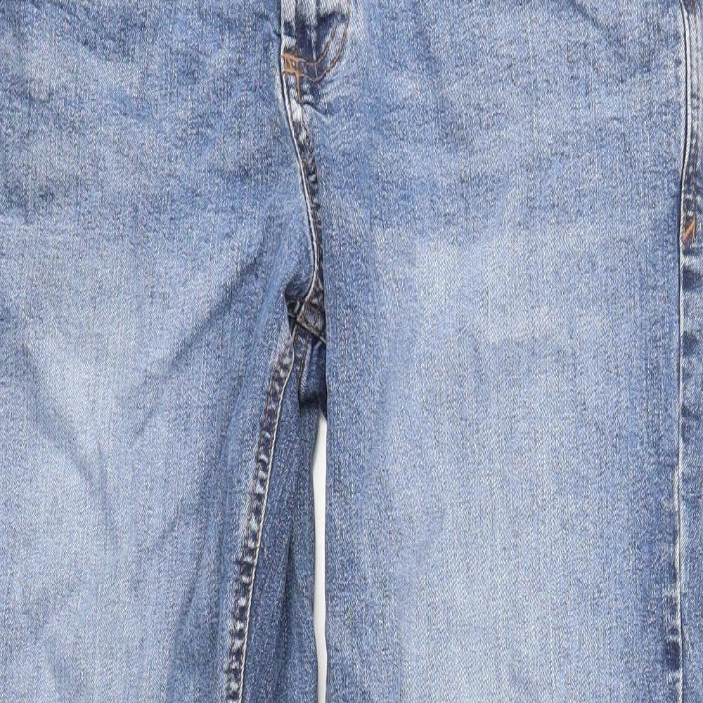 F&F Mens Blue Cotton Straight Jeans Size 36 in L32 in Regular Zip