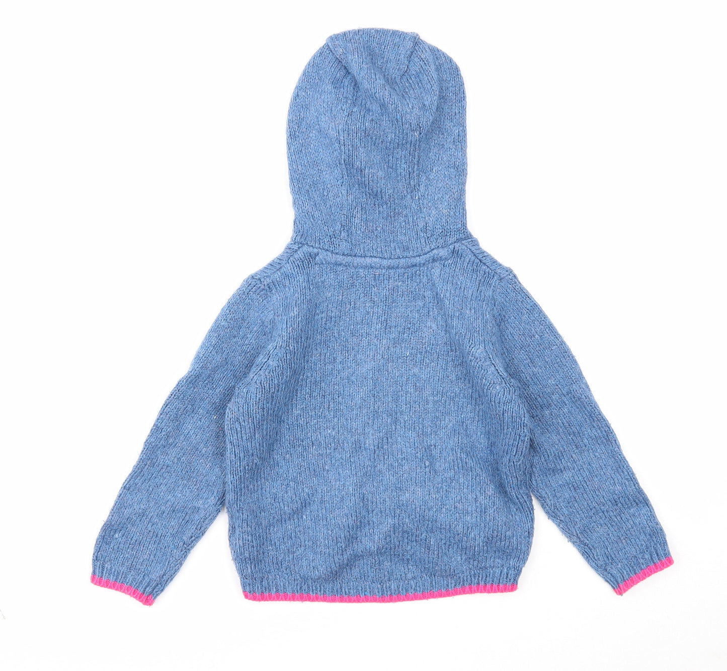 NEXT Girls Blue Acrylic Cardigan Jumper Size 18-24 Months Button - Rainbow
