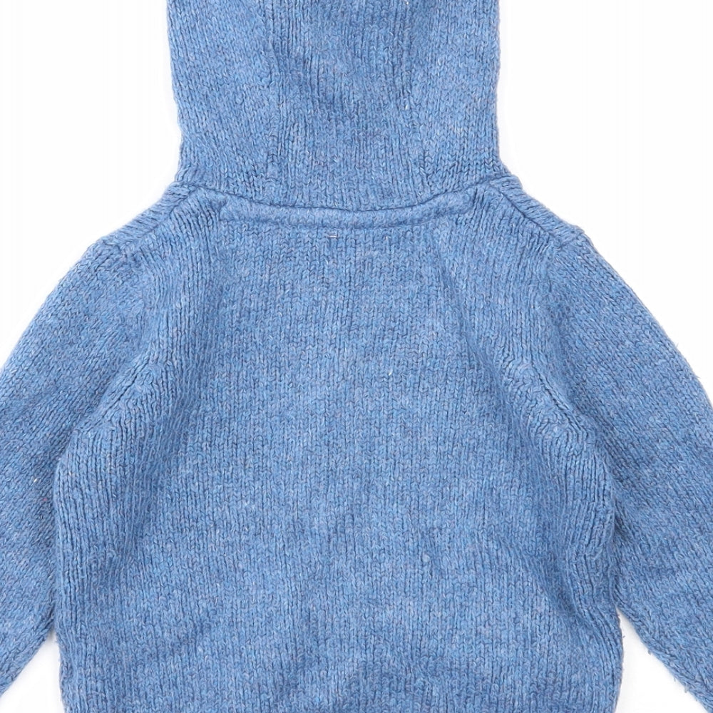 NEXT Girls Blue Acrylic Cardigan Jumper Size 18-24 Months Button - Rainbow
