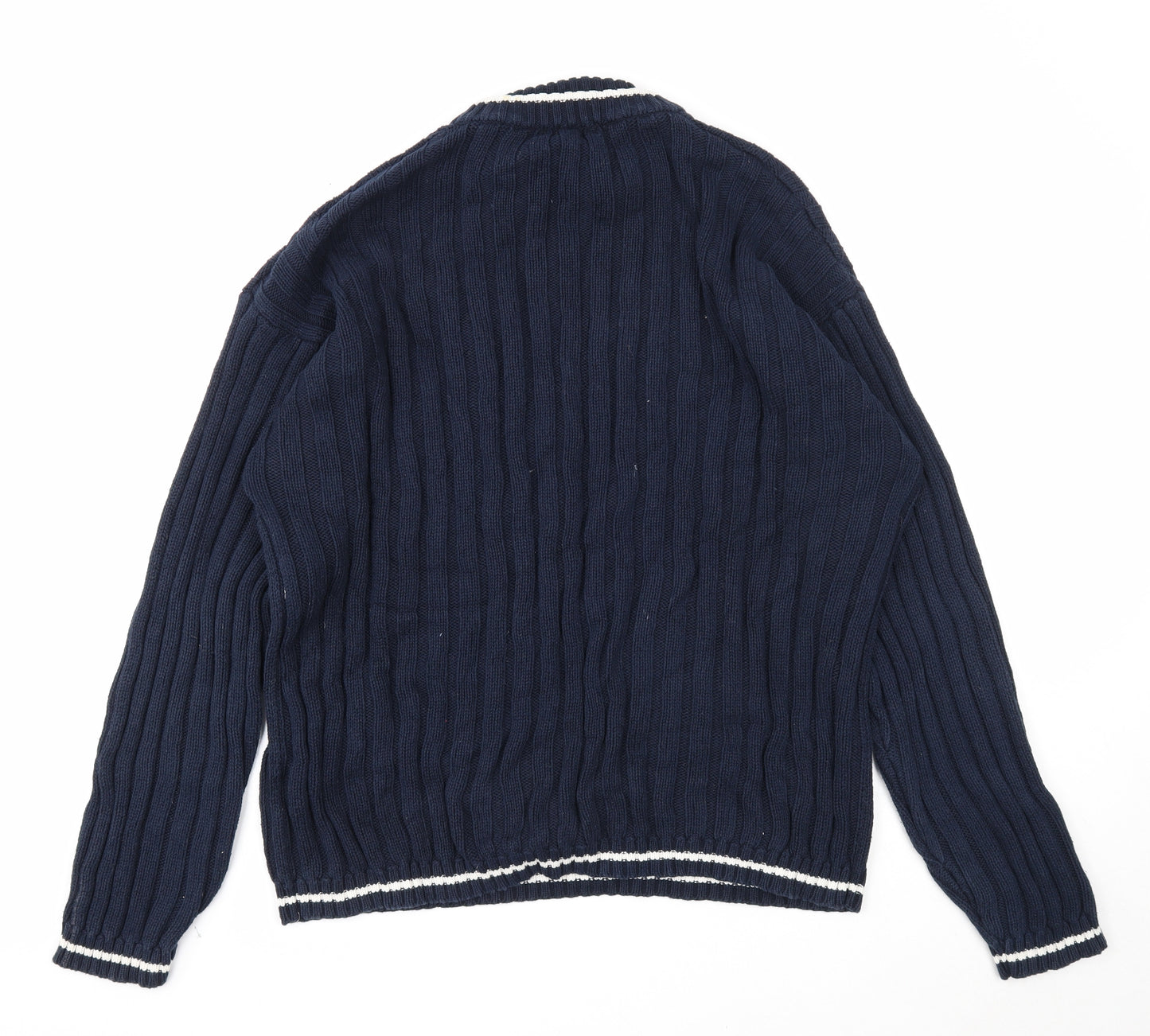 LOGG Mens Blue Collared Cotton Pullover Jumper Size XL Long Sleeve