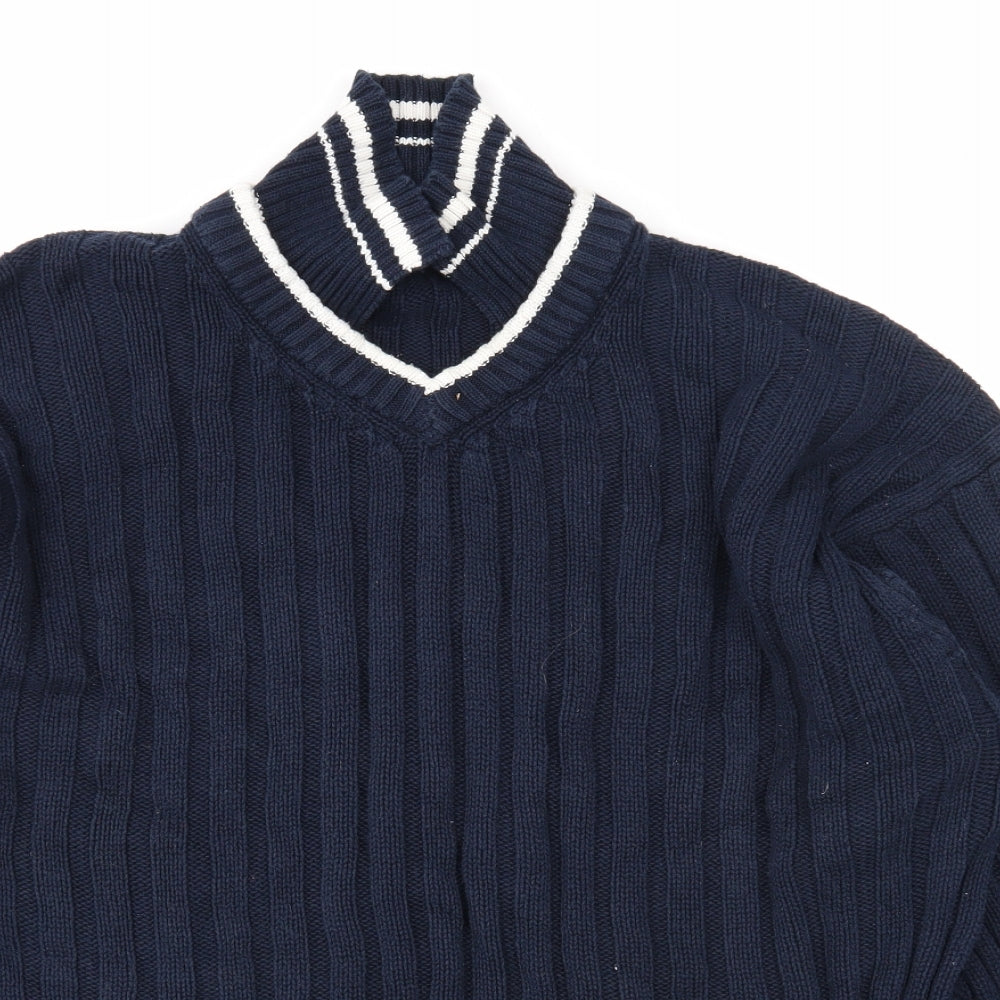 LOGG Mens Blue Collared Cotton Pullover Jumper Size XL Long Sleeve