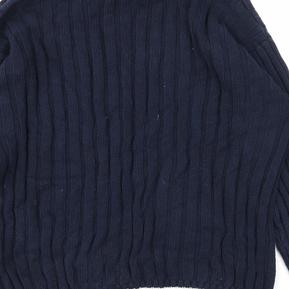 LOGG Mens Blue Collared Cotton Pullover Jumper Size XL Long Sleeve