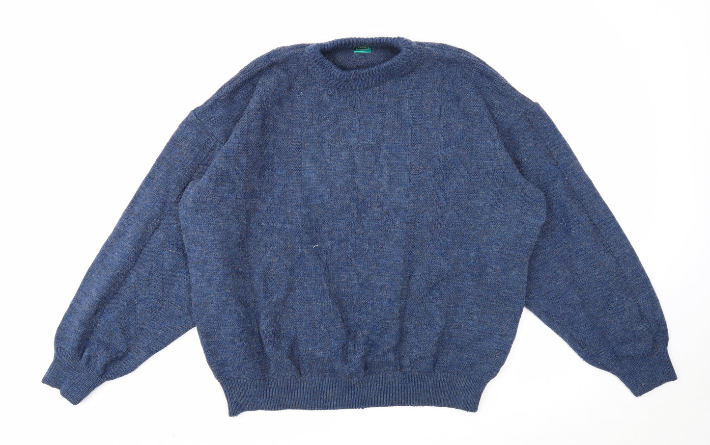 Canda Mens Blue Round Neck Acrylic Pullover Jumper Size L Long Sleeve