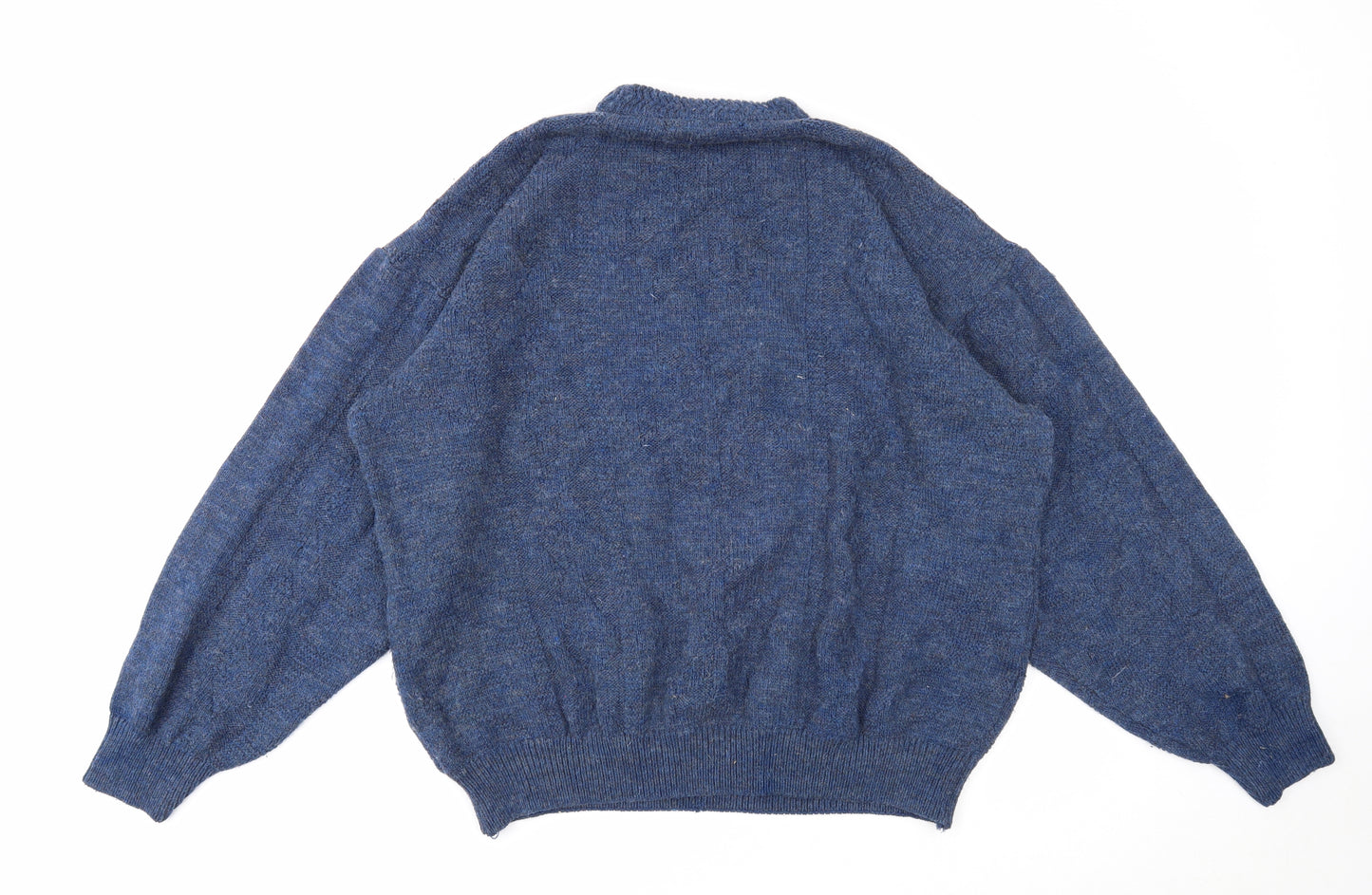 Canda Mens Blue Round Neck Acrylic Pullover Jumper Size L Long Sleeve