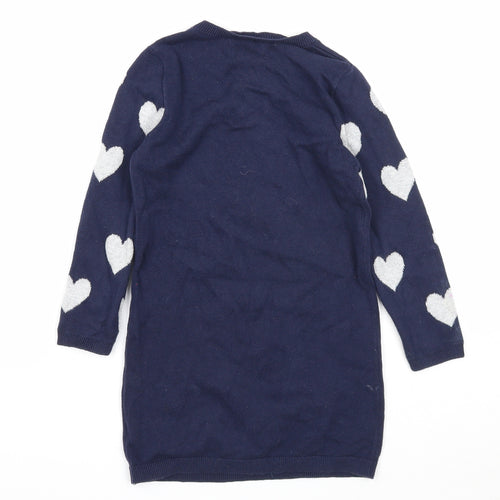 NEXT Girls Blue Round Neck Cotton Pullover Jumper Size 3-4 Years Pullover - Christmas