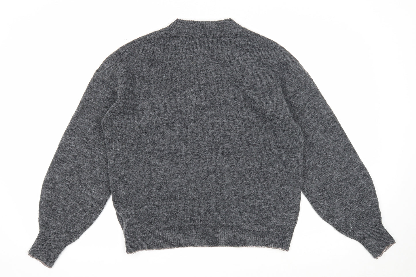 Marks and Spencer Womens Grey Round Neck Geometric Polyester Pullover Jumper Size M - Star Pattern