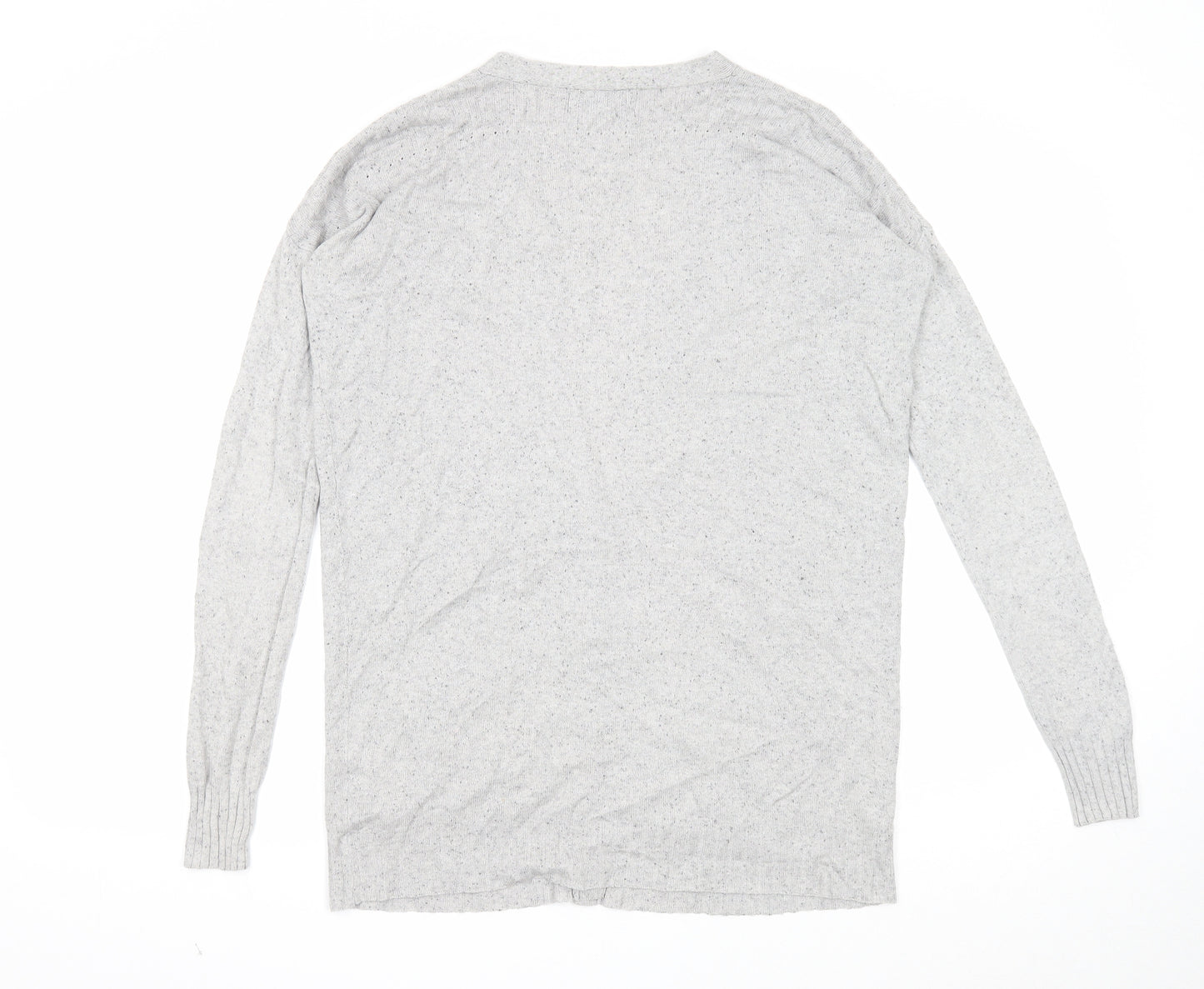 NEXT Womens Grey V-Neck Cotton Cardigan Jumper Size 8