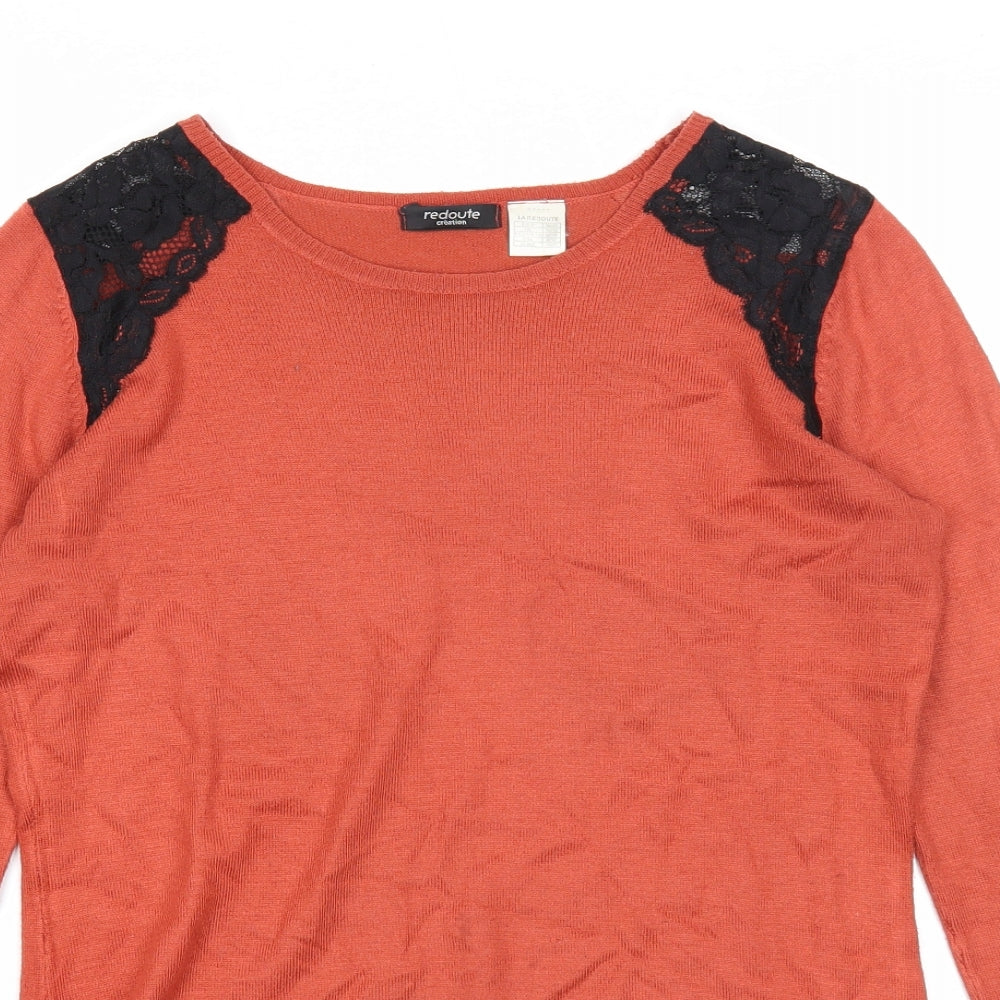 La Redoute Womens Red Round Neck Acrylic Pullover Jumper Size 10