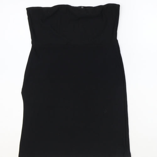 PRETTYLITTLETHING Womens Black Polyester Mini Size 10 Off the Shoulder Pullover