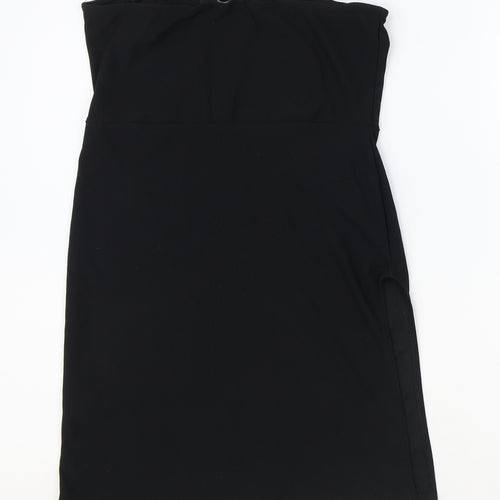 PRETTYLITTLETHING Womens Black Polyester Mini Size 10 Off the Shoulder Pullover
