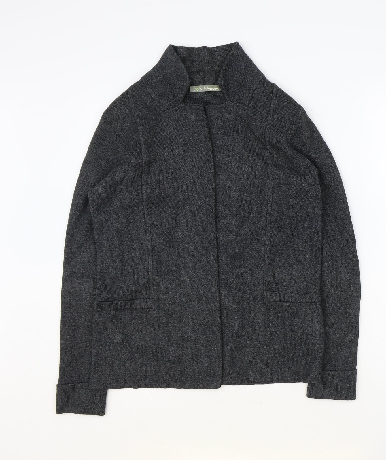 Marks and Spencer Womens Grey Scoop Neck Viscose Cardigan Jumper Size 10