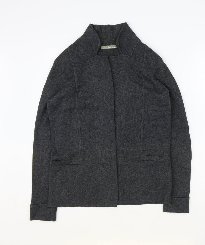 Marks and Spencer Womens Grey Scoop Neck Viscose Cardigan Jumper Size 10