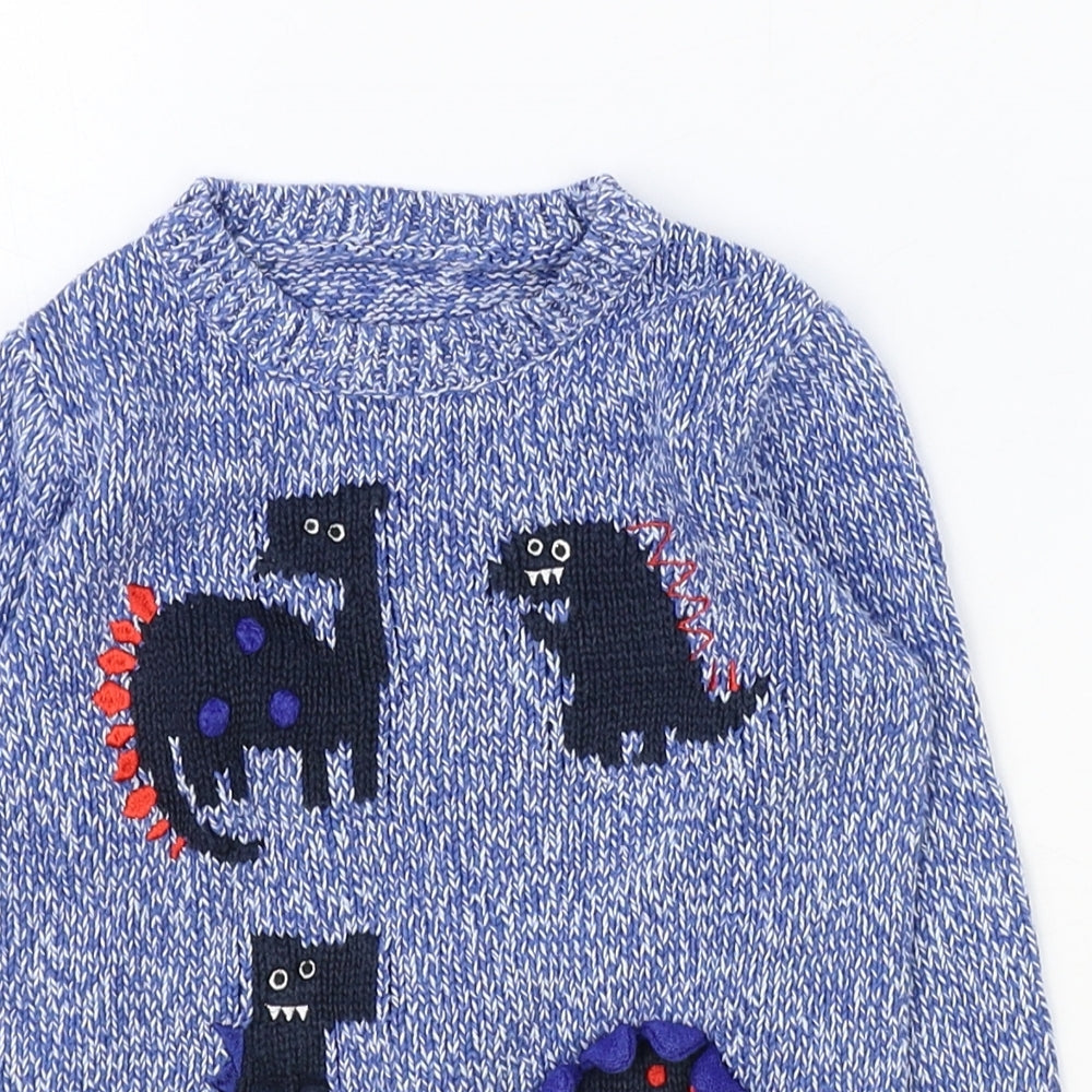 Nutmeg Boys Blue 100% Cotton Pullover Jumper Size 12-18 Months Pullover - Dinosaur