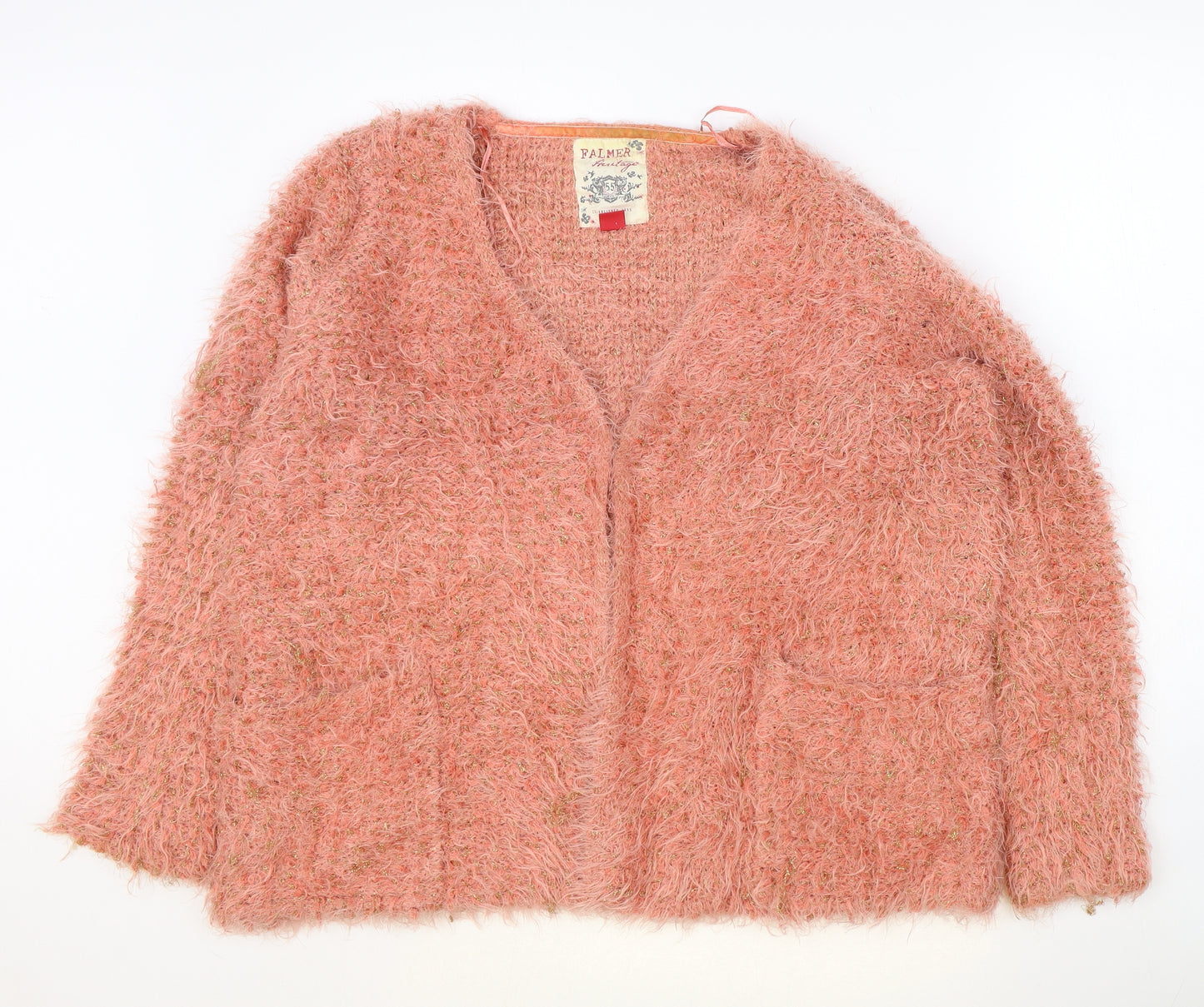 Falmer Heritage Womens Pink V-Neck Polyester Cardigan Jumper Size 20 - Fluffy, Hook & Eye Closure