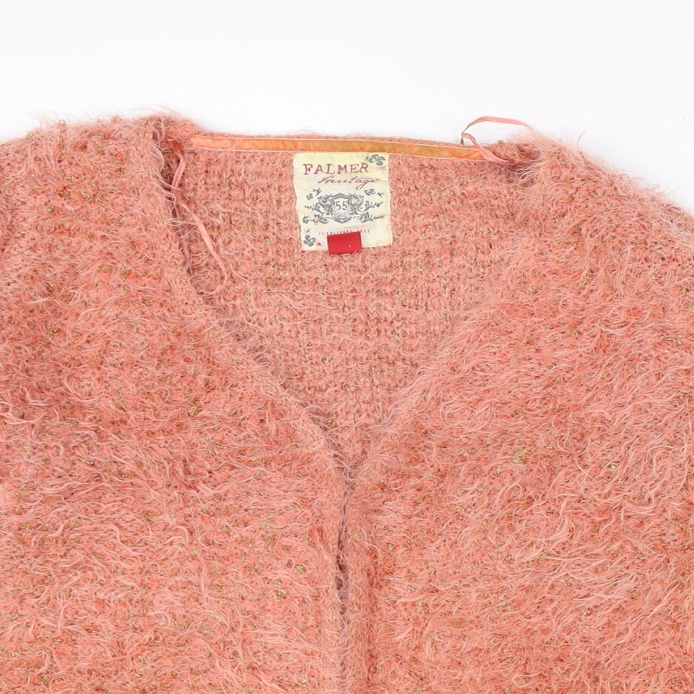 Falmer Heritage Womens Pink V-Neck Polyester Cardigan Jumper Size 20 - Fluffy, Hook & Eye Closure