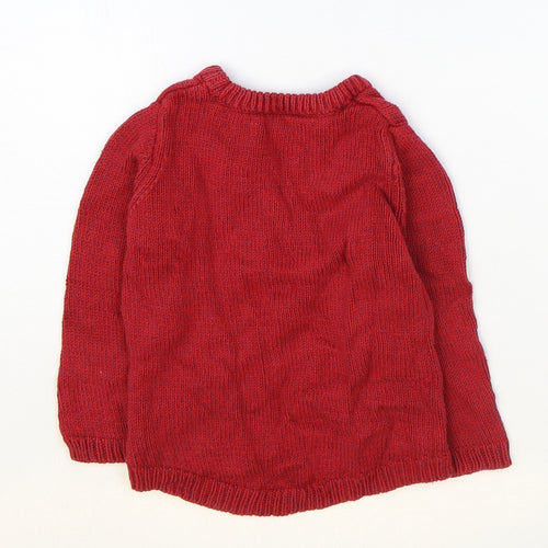 Nutmeg Girls Red Cotton Pullover Jumper Size 12-18 Months Pullover - Cat