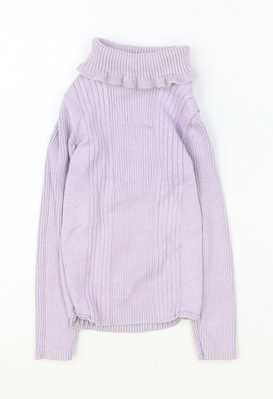 F&F Girls Purple Roll Neck Cotton Pullover Jumper Size 5-6 Years Pullover