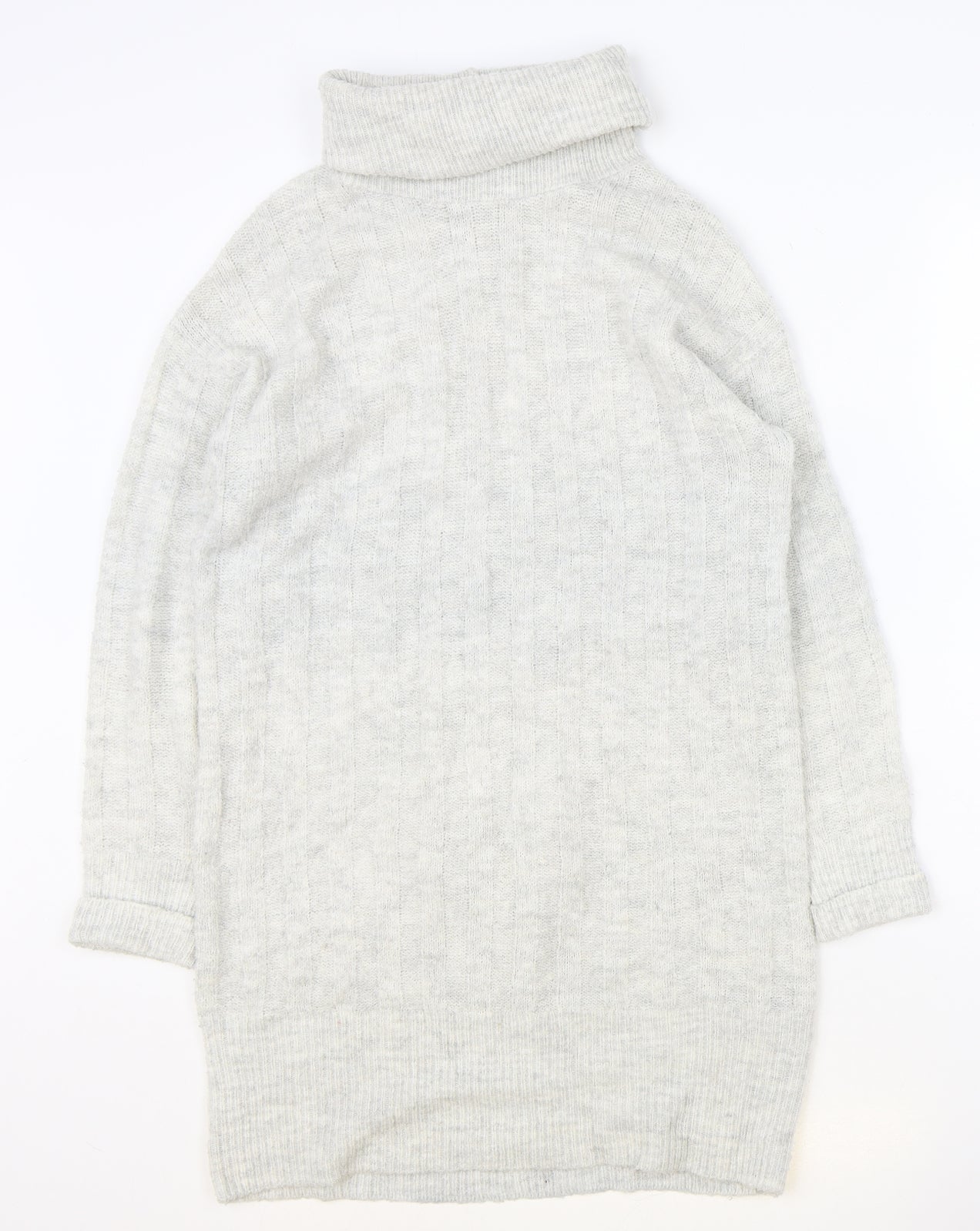 George Womens Grey Acrylic Jumper Dress Size XS Roll Neck Pullover
