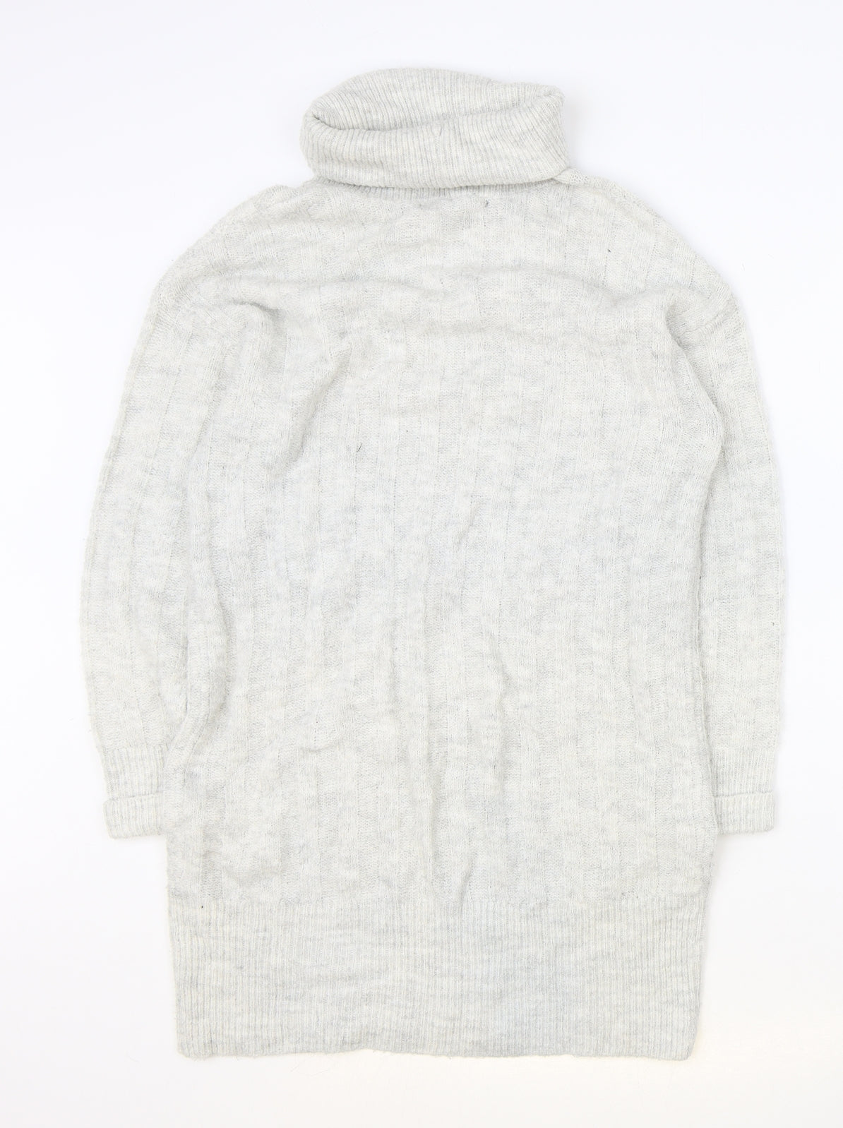 George Womens Grey Acrylic Jumper Dress Size XS Roll Neck Pullover