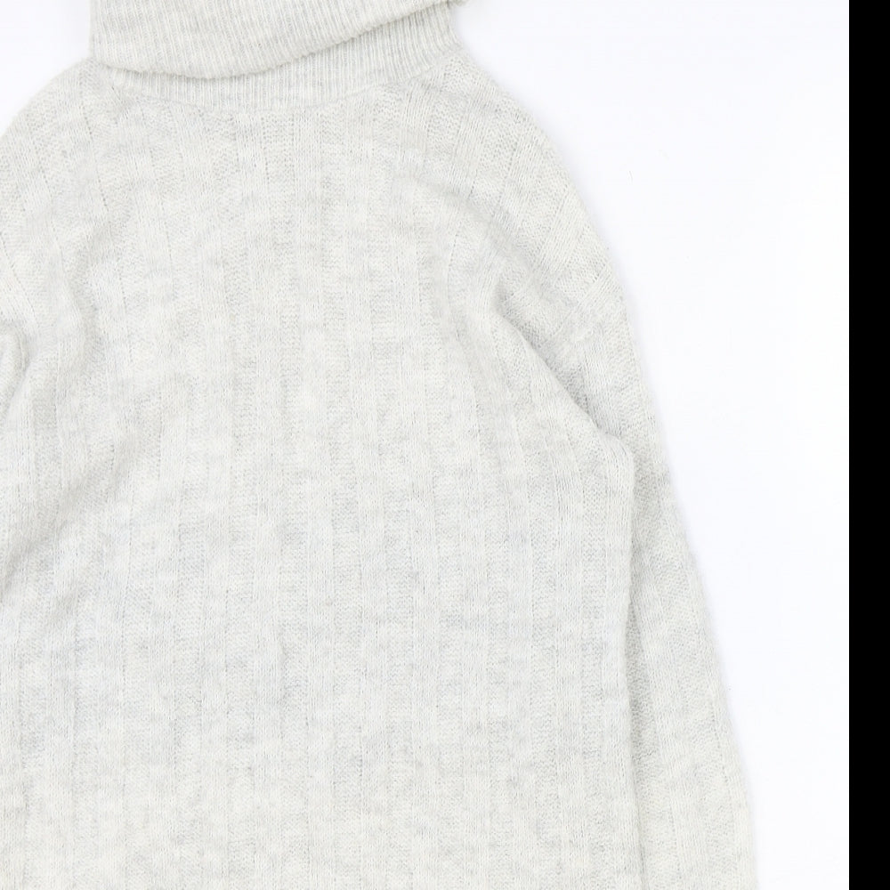 George Womens Grey Acrylic Jumper Dress Size XS Roll Neck Pullover