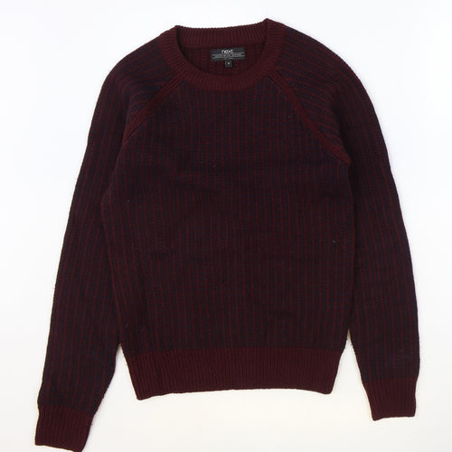 NEXT Mens Red Round Neck Acrylic Pullover Jumper Size XS Long Sleeve