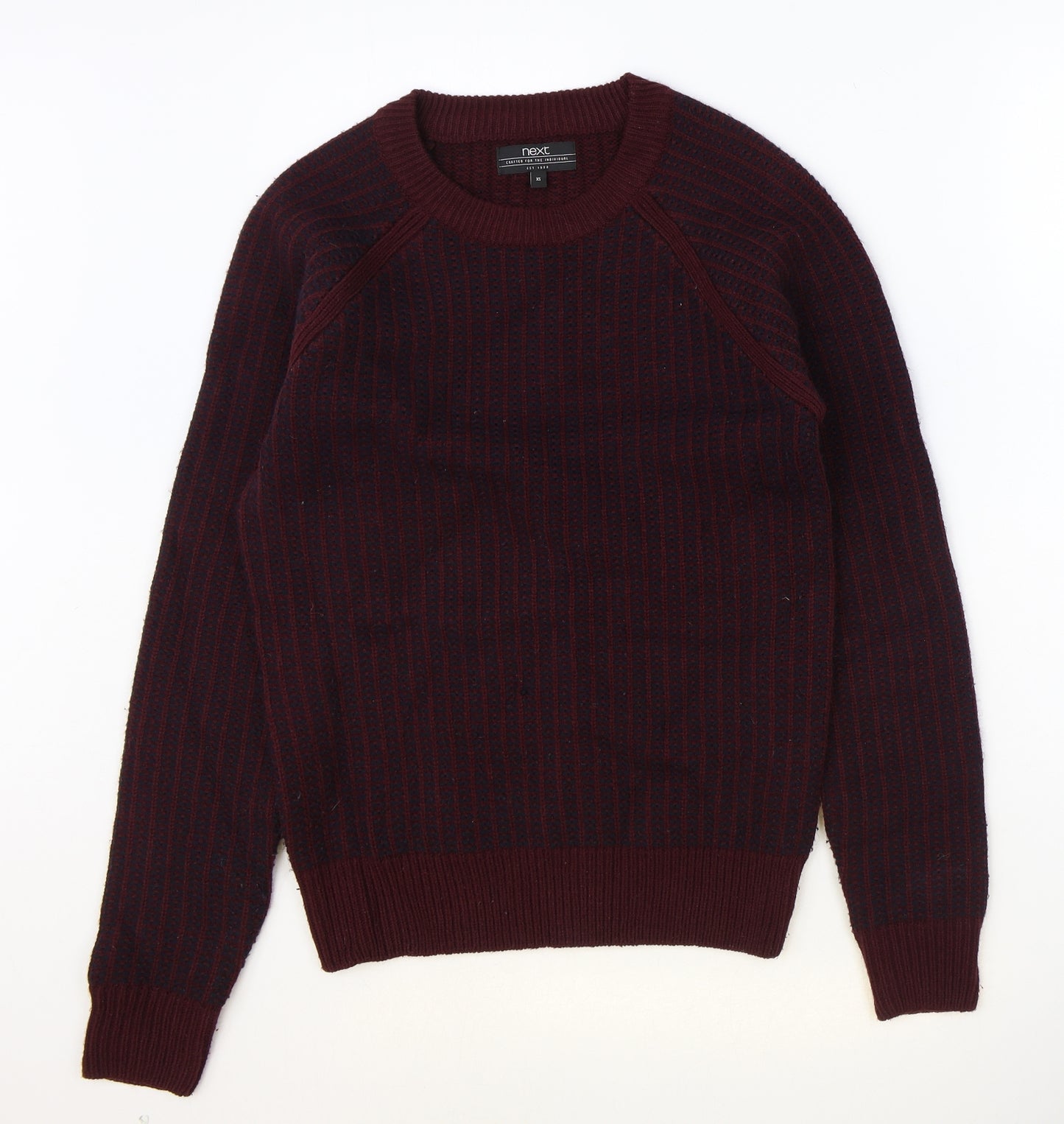 NEXT Mens Red Round Neck Acrylic Pullover Jumper Size XS Long Sleeve