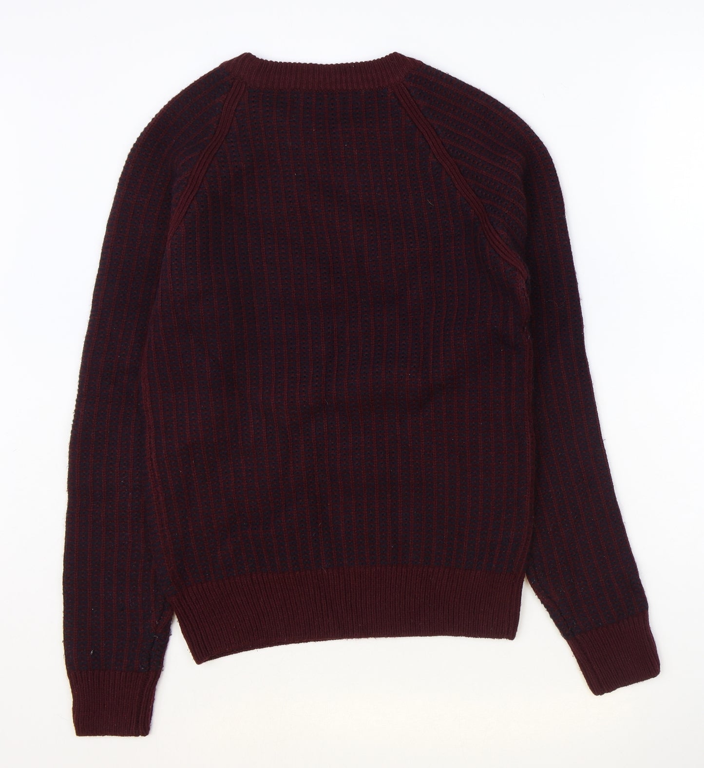 NEXT Mens Red Round Neck Acrylic Pullover Jumper Size XS Long Sleeve